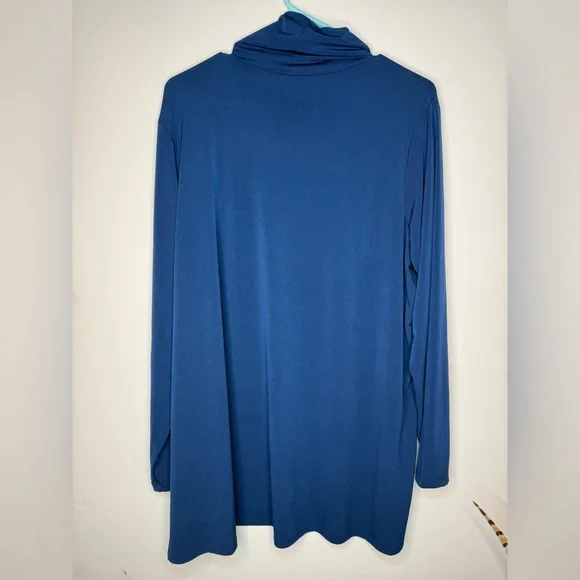 Susan Graver 1X Modern Essentials Midnight Ink Liquid Knit Turtleneck Top Blouse - Picture 6 of 6